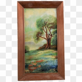Vintage Bluebonnet Landscape Painting - Picture Frame, HD Png Download - vintage wood frame png