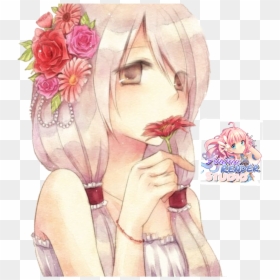 Kawaii Anime Girl Flower Crowns, HD Png Download - anime flowers png