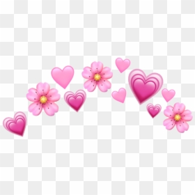 Flower Crown Png Heart - Pink Heart Emoji Crown, Transparent Png - anime flowers png