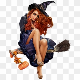Jolie Sorcière Sur Son Balai Png - Sexy Witch Png, Transparent Png - sexy witch png