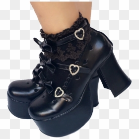 Heart Buckle Lolita Boots - Motorcycle Boot, HD Png Download - gothic heart png