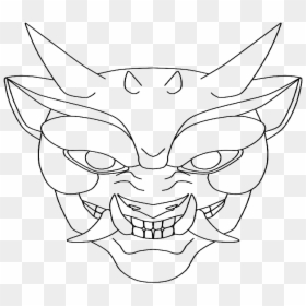Nice Outline Devil Face Tattoo Design By Popcorn Kitten - Line Art, HD Png Download - kitten face png