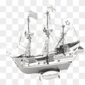 Metal Earth Ships - Drawing Golden Hind Ship, HD Png Download - golden globe png