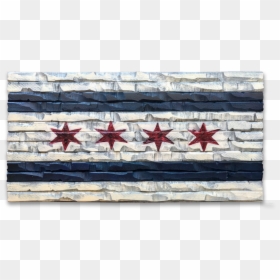 Chicago City Wood Flag 38x20"  Class="lazyload Lazyload - Patchwork, HD Png Download - chicago star png