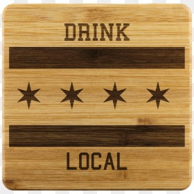 Chicago Flag Drink Local Bamboo Coaster "  Class="lazyload - Hardwood, HD Png Download - chicago star png