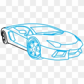 Collection Of Free Drawing Car Lamborghini Aventador - Lamborghini Car Drawing Easy, HD Png Download - car outline png