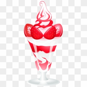Sundae Clipart Banner - Strawberries And Cream Clip Art, HD Png Download - strawberry clipart png
