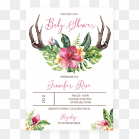 Bohemian Floral Baby Shower Invitation Template By - Wood Background Baby Shower Invitations, HD Png Download - bohemian png