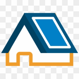 A Simple Blue And Orange Icon Of A Tiny House With - Sign, HD Png Download - solar panel icon png