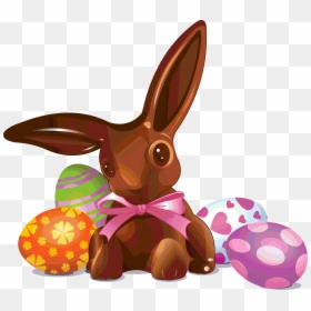 Easter-chocolate Bunny And Eggs - Easter Bunny Egg Chocolate, HD Png Download - chocolate bunny png