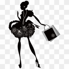 Shopping Woman Fashion Silhouette Sketch Png Download - Black Woman Shopping Silhouette, Transparent Png - fashion silhouette png