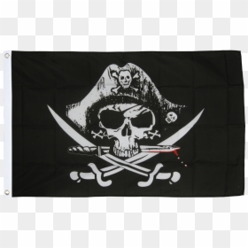 Pirate With Bloody Sabre Flag - Pirate Flag With Hat, HD Png Download - bloody x png