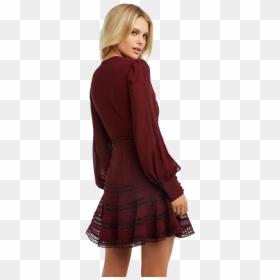 Luella Lace Trim Dress In Colour Burgundy, HD Png Download - lace trim png