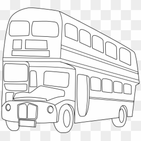 School Bus Black And White Double Decker Bus Clipart - Drawing Bus Line Art, HD Png Download - school bus clipart png