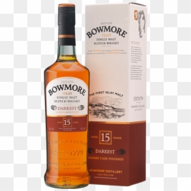 Bowmore Darkest 15 Yr Sherry Cask Single Malt Scotch"  - Bowmore 15 Year Old Darkest, HD Png Download - scotch png