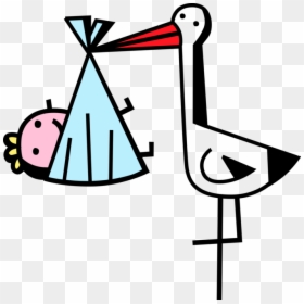 Vector Illustration Of Stork Bird Delivers Newborn, HD Png Download - baby vector png