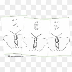Butterfly Number Finger Painting/playdough Mats - Sketch, HD Png Download - butterfly outline png
