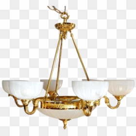 Ornate 9-light Gilt Bronze Chandelier With Alabaster - Chandelier, HD Png Download - hanging lantern png
