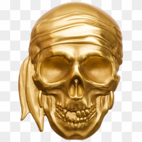 Palau - 2018 - 200 Dollars - Pirate Skull Blackbeard - Pirate Gold Coins, HD Png Download - gold skull png