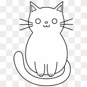 Simple Cat Clipart Black And White, HD Png Download - kitten png