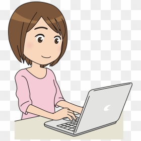 Computer Girl Cartoon Png, Transparent Png - computer icon png