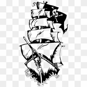 Pirate Ship Black And White, HD Png Download - pirate ship png