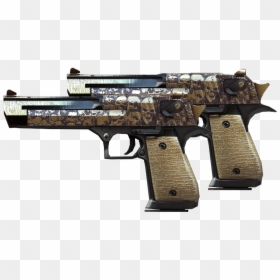 Dual Desert Eagle-rusty Gold Skull - Trigger, HD Png Download - gold skull png