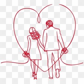 Transparent Couple Holding Hands Png - Dibujo De Una Pareja Enamorada, Png Download - couple silhouette holding hands png