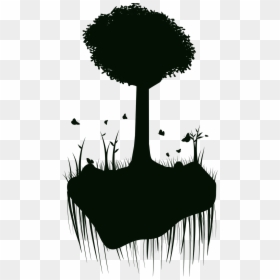 Tree - Floating Island Island Silhouette, HD Png Download - white palm tree png