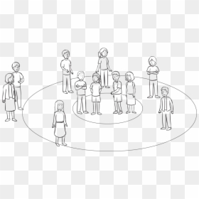 Back People Standing Over Area Covered By Three Concentric - Line Art, HD Png Download - person standing png back