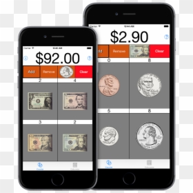 Visual Coin Calculator Running On An Iphone 6 And 6 - Visual Currency Calculator, HD Png Download - pile of coins png