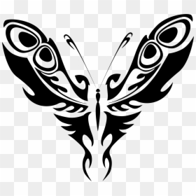 Butterfly Clip White Feather - Tribal Butterfly, HD Png Download - feather clipart png