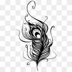 Peacock Feather Tattoo Designs Drawing Clipart , Png - Peacock Feather Tattoo Black And White, Transparent Png - feather clipart png