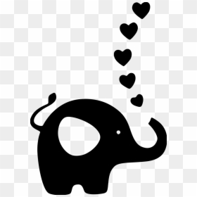 Elephant W Hearts File Size - Stencil Elefantino, HD Png Download - elefante png
