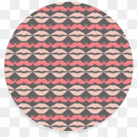Pink Gray Hipster Mustache And Lips Round Coaster - Xperia Xa1 Plus Battery Test, HD Png Download - hipster mustache png