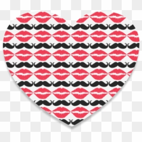 Red And Black Hipster Mustache And Lips Heart Coaster - Heart, HD Png Download - hipster mustache png