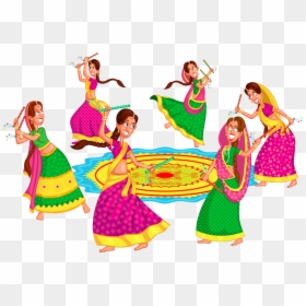 Clipart Dans Eden Hintli Bayanlar - Clipart Dandiya, HD Png Download - dancing people png