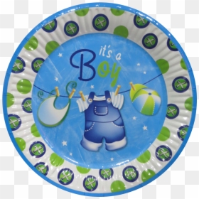 23cm Blue Clothesline Baby Shower Party Plates, Pack - Bff Hartje, HD Png Download - baby shower elephant png