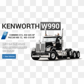 Kenworth W990 - Trailer Truck, HD Png Download - truck top view png