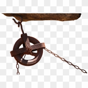 Role, Deflection Pulley, Elevator, Chain, Hook, Rust - Haken Mit Gewinde Antik, HD Png Download - rusty chains png