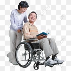 Transparent Nurse Clip Art - Man Pushing Wheel Chair, HD Png Download - elderly png