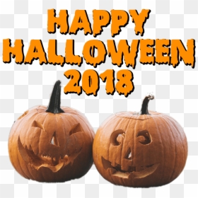 Download Two Pumpkins Happy Halloween 2018 Transparent - Jack-o'-lantern, HD Png Download - pumpkin png transparent
