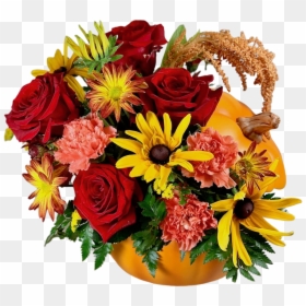 Arrangement Of Roses, Rudbeckia, Daisies, And Carnations - Bouquet, HD Png Download - fall flowers png