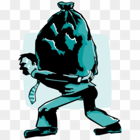 Vector Illustration Of Businessman Carrying Garbage - Homem Carregando Um Saco, HD Png Download - garbage bag png