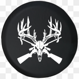 Deer Skull Big Rack Crossed Hunting Rifles - Deer Hunting Buck Head Rifle, HD Png Download - crossed rifles png