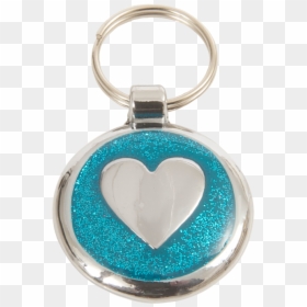 Luxury Designer Dog Tag Glitter Azure Blue Heart Shimmer - Keychain, HD Png Download - glitter heart png