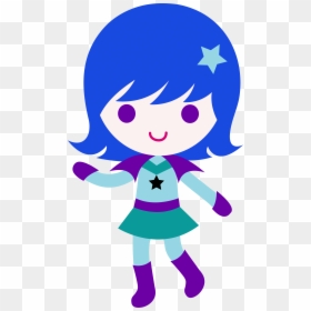 Girl Alien Clipart - Girl With Blue Hair Cartoon, HD Png Download - alien clipart png