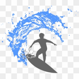 Wave Clip Surfing - Surfing Ocean Waves Free Clipart, HD Png Download - wave silhouette png
