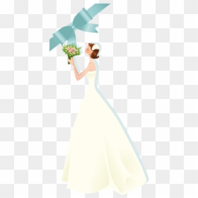 Shower Gown Bridal Illustration Wedding Free Download - Illustration, HD Png Download - wedding dress clipart png