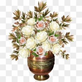 Roses, Copper Vase, Flowers, Arrangement - Jarron Con Flores Png, Transparent Png - flower arrangement png